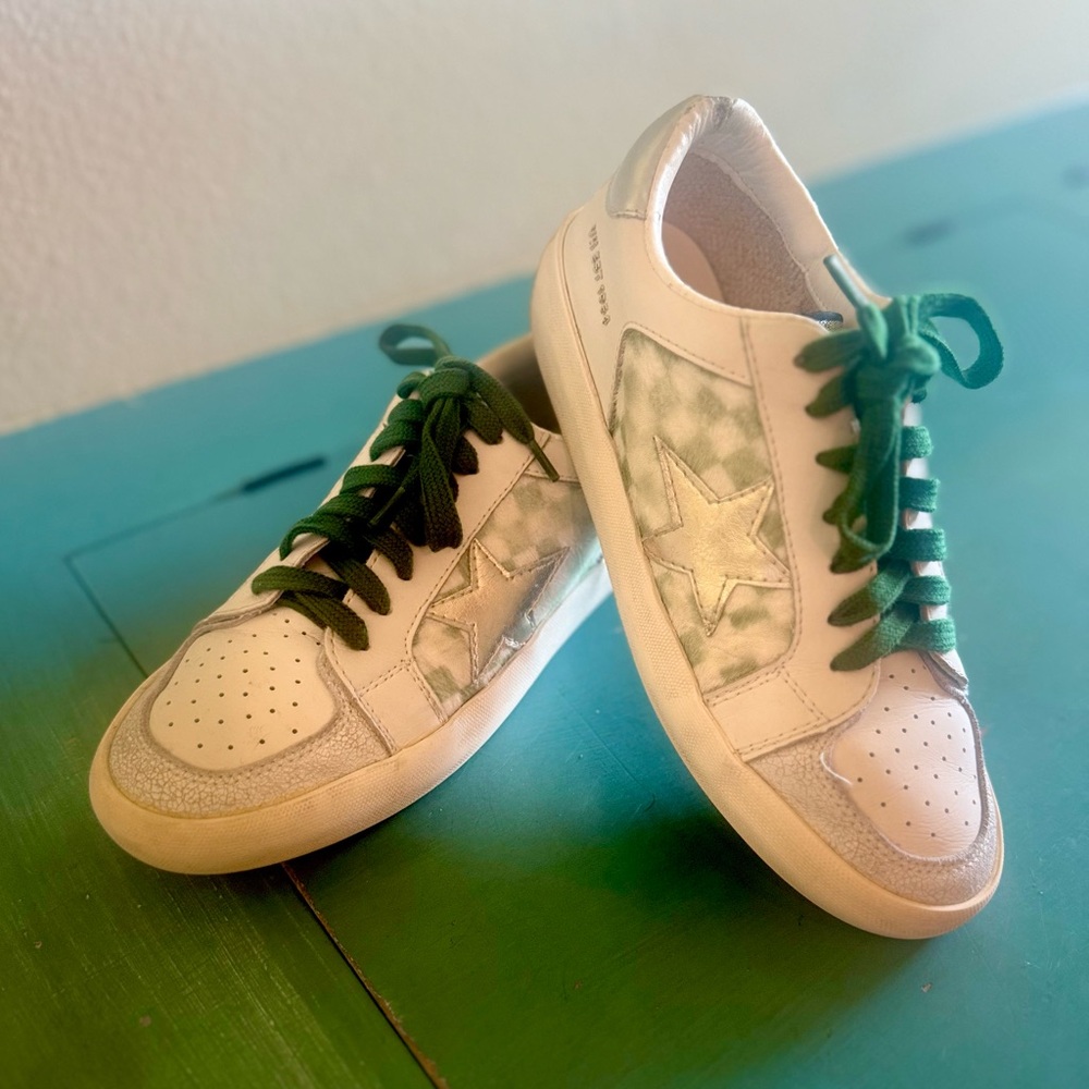 Vintage Havanas Green and White Star Sneakers